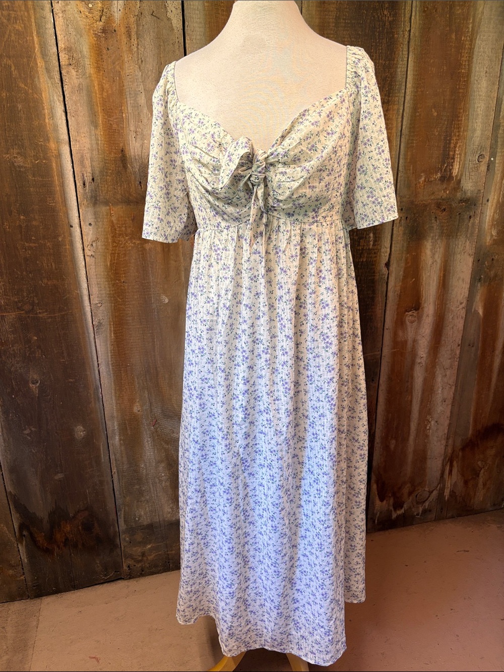 Baltic Born Carah Tie Dress Off White Lavender Floral XL RARE!